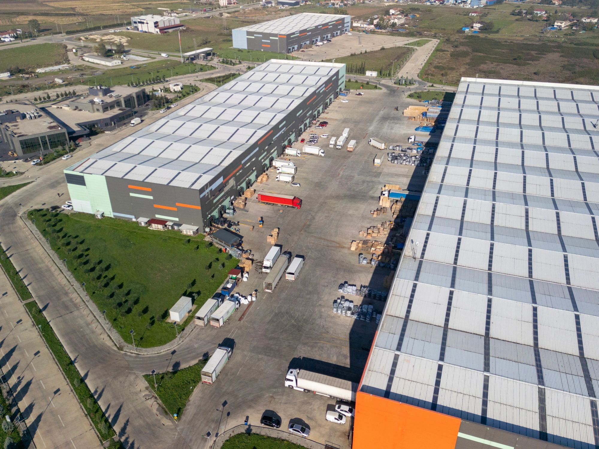 Aerial photography of an industrial construction site